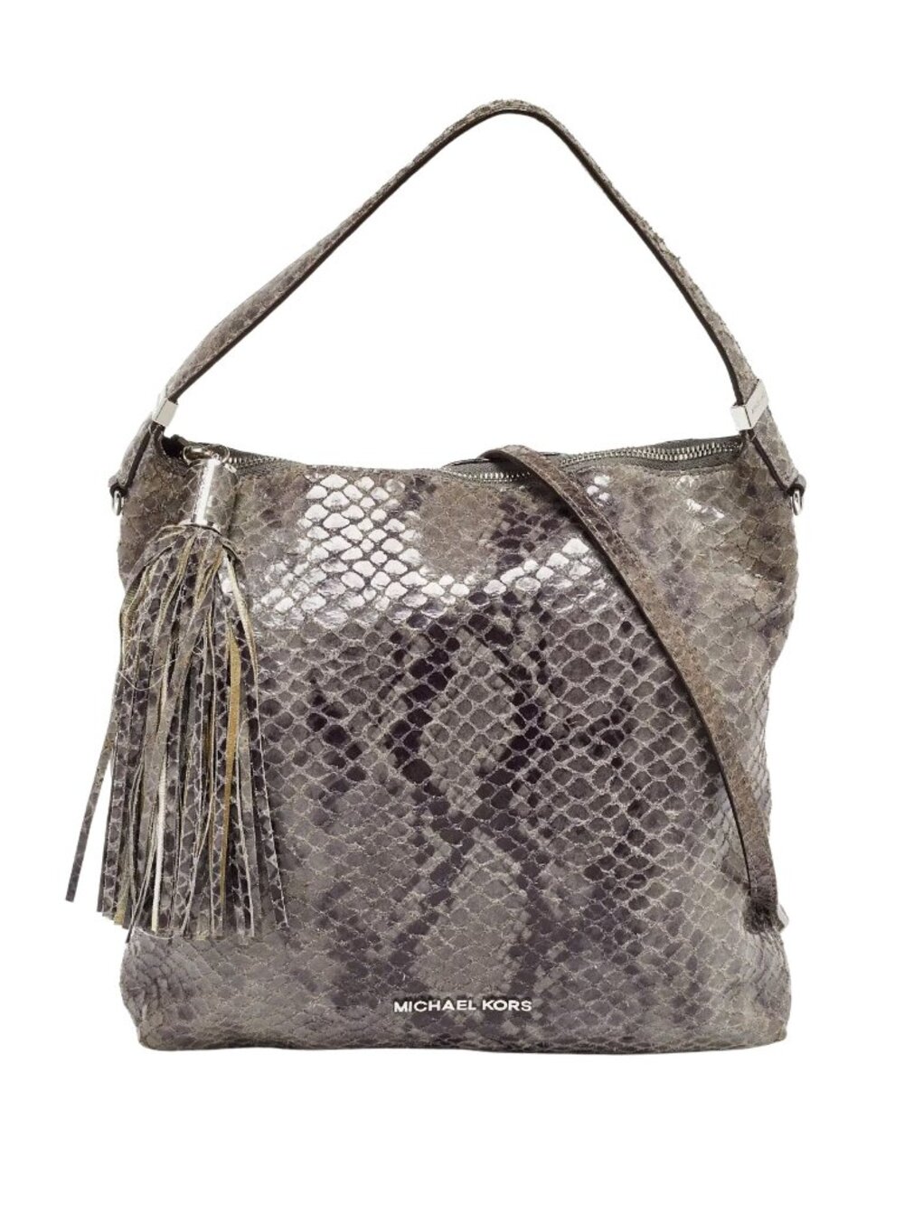 Michael Kors Bedford Snakeskin Grey Leather Shoulder Bag